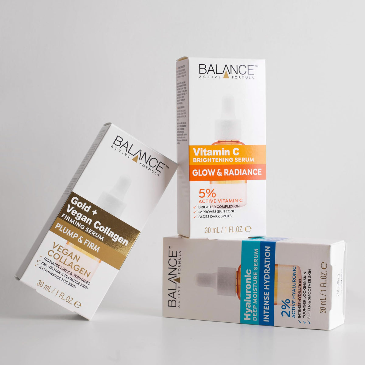 Balance Active Formula Gold + Vegan Collagen Firming Serum - Luxurious Glow with Gold, Youthful Skin Tightening, Lightweight & Non-Greasy, Proven Results - 30ml