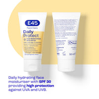 E45 SPF 30 Face Moisturiser - Hydrating Daily Cream with UVA/UVB Protection for Dry, Sensitive & Eczema-Prone Skin - 50 ml