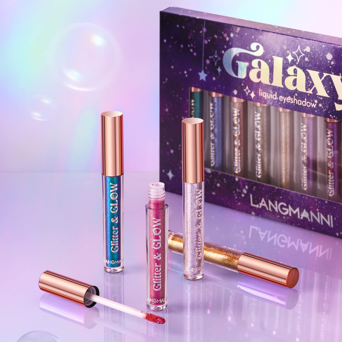 LANGMANNI 10 Pcs Liquid Glitter Eyeshadow Metallic Shimmer Glitter Eyeshadow Sweatproof Makeup Set, Matte Glitter Highly Pigmented Blending,Perfect For Woman & Girl (#B)