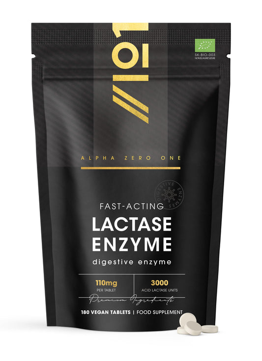 ALPHA01 Fast Acting Lactase Enzyme 110mg – 3,000 ALU Enzymatic Units - 180 Vegan Tablets (6 Month Supply) - Resealable and Recyclable Pouch by Alpha01