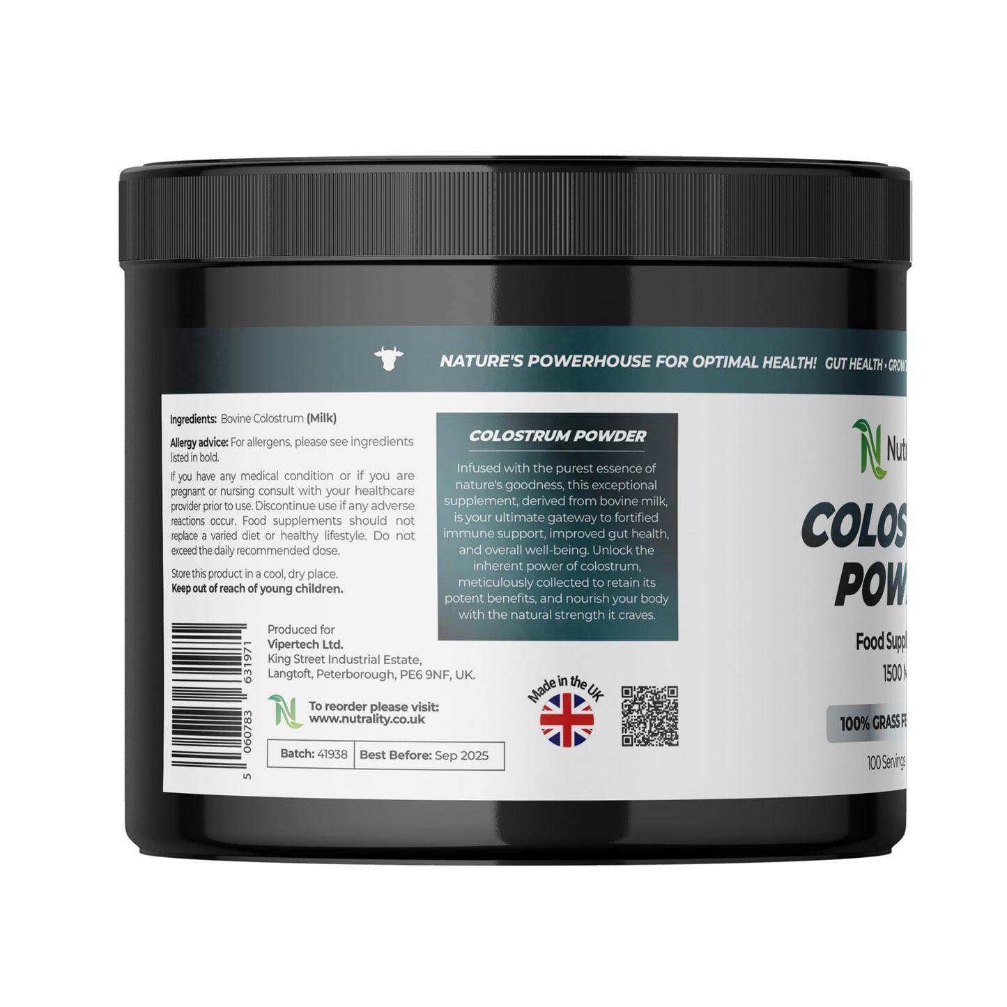 Nutrality Bovine Colostrum Powder 1500mg 150g | Immune Support, Gut Health, 100% Grass Fed Bovine, Growth & Metabolic Factors, Optimal Wellness | No Preservatives & Hormone-Free