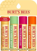 Burt's Bees Moisturising Lip Balm Multipack Set Beeswax, Cucumber Mint, Watermelon, Sweet Mandarin, Freshly Picked, 100% Natural, 4x4.25g