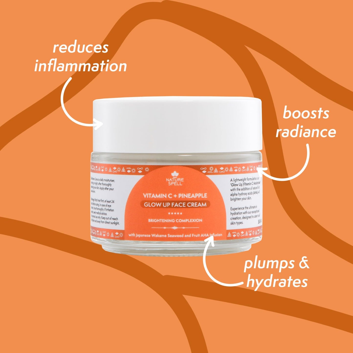 Nature Spell Vitamin C Face Cream, Brightening & Deep Hydration Moisturiser with Pineapple, Helps Reduce Dark Spots & Uneven Skin Tone, Fast Absorbing, For Normal to Dry Skin, Vegan Skincare, 100 ml