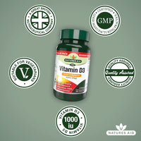 Natures Aid Vitamin D3 1000iu, 180 Tablets