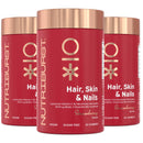 Nutriburst Hair, Skin & Nails Multipack - Supports Skin, Builds Collagen & Nail Strength - 5000 mg Biotin, Zinc + Vitamin A, C, D, E - Vegan & Sugar Free - 3 x 60 Strawberry Gummies - 3 Month Supply