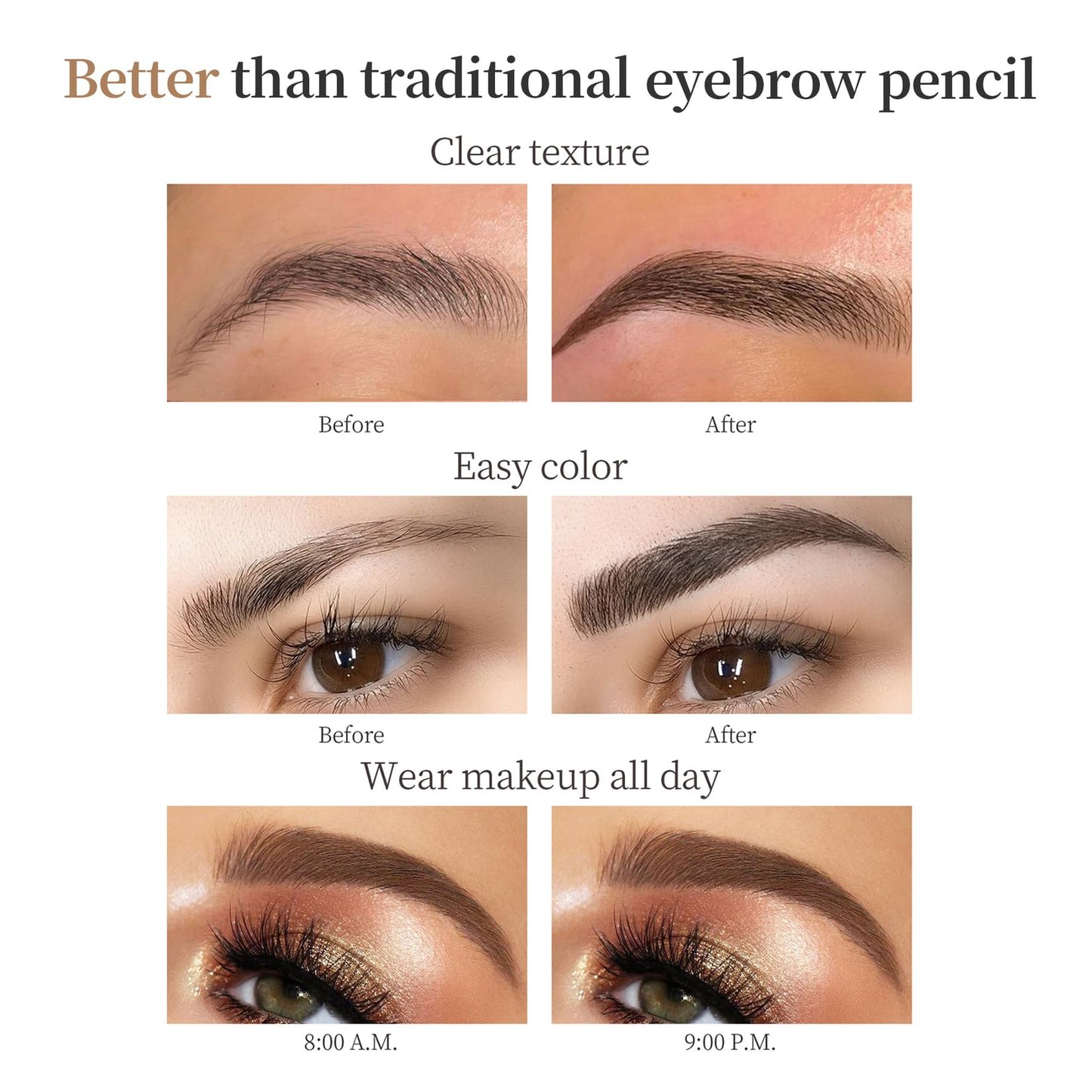 Mikloven New 4 Tip Eyebrow Pencil, Magic Liquid Microblade Brow Pen, Waterproof Long-Lasting Light Brown Brow Tint, Natural Hair-Like Strokes for Defined Contouring Brows Includes Eyebrow Razor