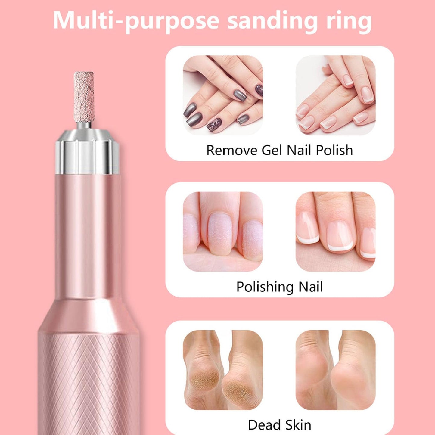 DMQ Sanding Bands for Nail Drill, 100Pcs Mini Extra Fine 240 Grit Nail File Small Nail Sanding Bands Set with Upgrade 2pcs 3/32'' Mandrels Bits for Acrylic Nail Gel Removing Shaping Manicure Pedicure