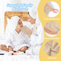PHOGARY Microfiber Wash Mitt for Body & Face, Super Soft Absorbent Washcloth, Coral Fleece Face Cloth Bath Mitts for Child Adult, Washable Makeup Remover Cleansing Cloths,4 Pack,13x20cm