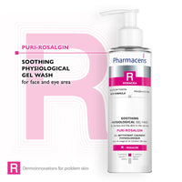 Pharmaceris R Puri-Rosalgin, Eye and Face Cleanser, Face Wash Gel for Rosacea Skin, Physiological Gel, Cleanser for Sensitive and Allergic Skin, D-Panthenol - 200 ml
