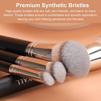 TEOYALL Foundation Contour Conceal Brush Set, 3PCS Angled Synthetic Kabuki Brush for Blending Setting Buffing with Liquid, Cream and Powder Cosmetic