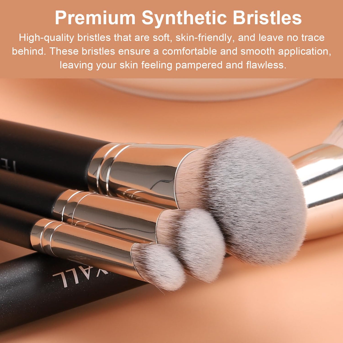 TEOYALL Foundation Contour Conceal Brush Set, 3PCS Angled Synthetic Kabuki Brush for Blending Setting Buffing with Liquid, Cream and Powder Cosmetic