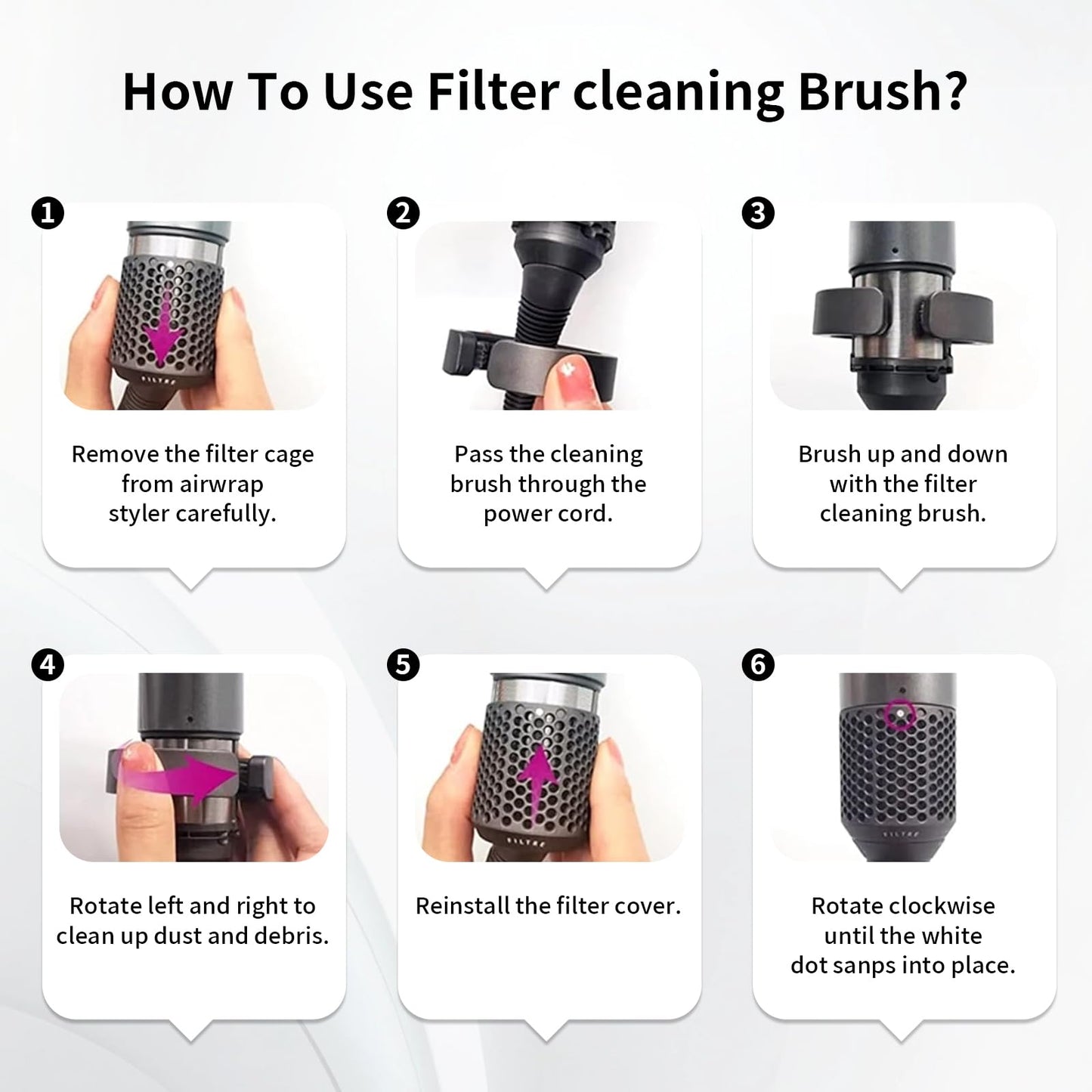 KiimSin Filter Cleaning Brush Accessories for Dyson Airwrap Styler HS01 Attachments Part NO.969760-01 Replacement Part