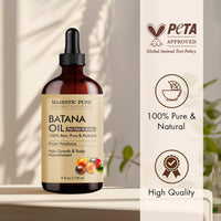 Majestic Pure MAJESTIC PURE Batana Oil for Hair Growth | Moisturizes Scalp & Hair | Nourishing & Volumizing | 100% Pure & Natural | PETA Certified | 4 Fl Oz