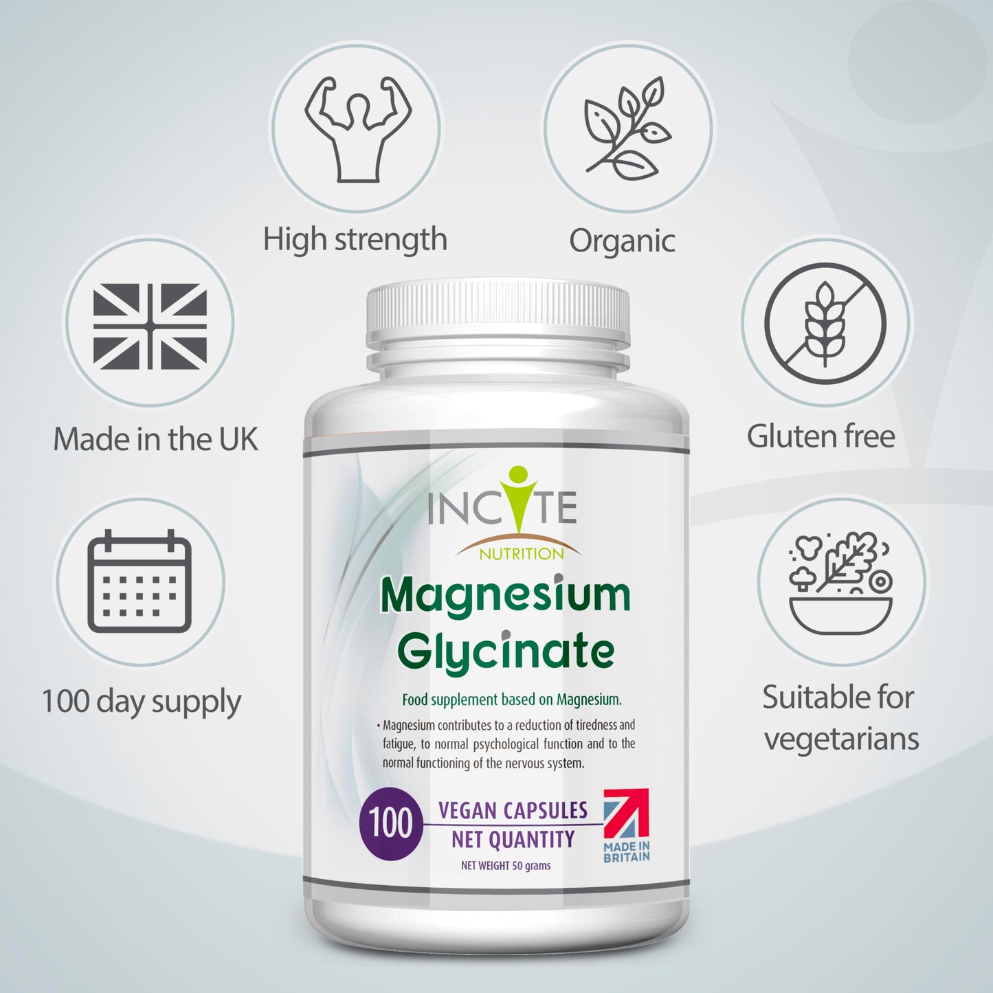 Magnesium Glycinate Supplements 500mg Premium Quality Natural High Strength 100 Vegan Capsules (3 Month Supply) with Highest Bioavailability