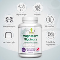 Magnesium Glycinate Supplements 500mg Premium Quality Natural High Strength 100 Vegan Capsules (3 Month Supply) with Highest Bioavailability