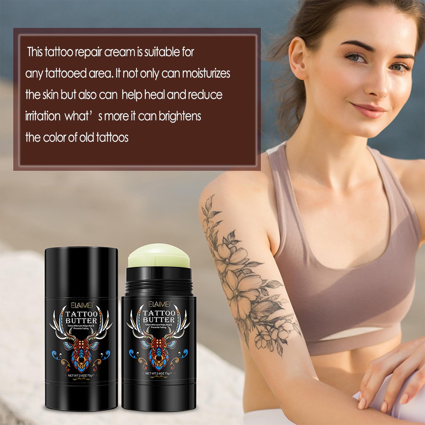 proamate Proamate Tattoo Aftercare Tattoo Butter Tattoo Balm, Old & New Tattoo Moisturizer Healing Brightener for Color Enhance, Natural Organic Tattoo Cream(Tatoo Balm 75g)