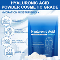 Guegine Hyaluronic Acid Powder for Face, Hyaluronic Acid Powder Organic, Low Molecular Weight, Water-Soluble Moisturizing Ingredients, Deep Hydration, Moisturizing the Skin