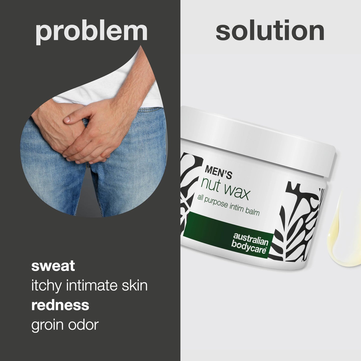 Australian Bodycare Men’s Nut Wax for Sweat, Chafing and Odor Relief in the Groin – enriched with shea Butter, squalane and Soothing bisabolol for Sensitive Skin Care