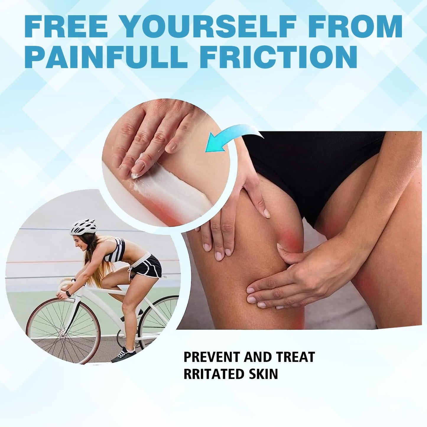 Guegine 3 PCS Anti Chafing Cream,Sticks Anti Chafe Stick,Anti Chafe Balm Breathable Anti-Sweat Skin Protection Suitable for Heels Forearms Thighs Legs Skin Protection