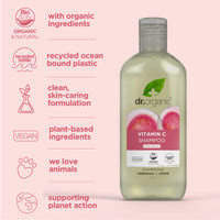 DR ORGANIC Dr Organic Guava Shampoo, Vitamin C, Coloured Hair, Mens, Womens, Natural, Vegan, Cruelty-Free, Paraben & SLS-Free, Organic, 265ml, Packaging may vary