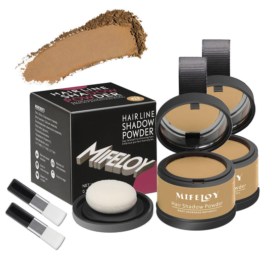 Mifeloy MIFELOY 2 Set Root Cover Up Powder, Dark Blonde, Touch Up Hair Color for Grey, Instantly Coverage Dye for Thinning Grays Hairline, Roots Concealer for Beard Line Eyebrow, Shadow Conceals Hair Loss