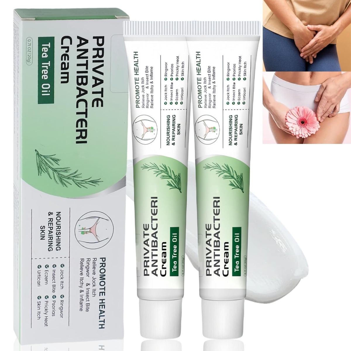 ChengJin 2Pcs Anti Fungal Skin Cream,Deodorizing Anti-Fungal Cream,Tea Tree Cream for Woman,Itchy Skin Relief for Man&Woman,Prur/itus Cream for Private Parts,Anti Itching Cream,External Cream for Men and Women