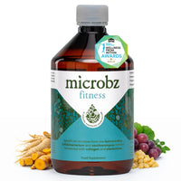 microbz MICROBZ Fitness Liquid Probiotics for Gut Health – Award-Winning Probiotic Supplement with 15 Strains & Fermented Herbs for Gym, Workout, Sport & Athletic Performance – Gluten Free - 31 Servings
