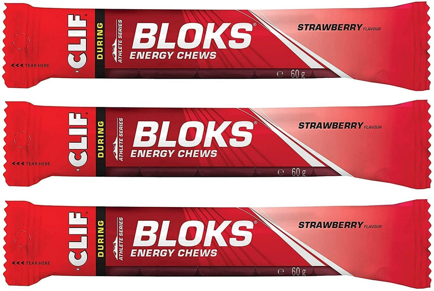 CLIF Bar Clif Bloks Energy Chews Strawberry - Sports Supplements, 60 g (Strawberry - 3 Packs)