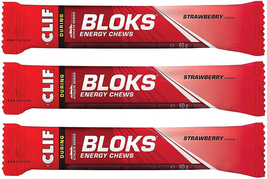 CLIF Bar Clif Bloks Energy Chews Strawberry - Sports Supplements, 60 g (Strawberry - 3 Packs)