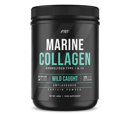 Marine Collagen Powder Supplement - Wild-Caught Canadian Marine Collagen - Unflavoured - Types 1 & 3 Collagen Peptides - Hydrolysed Deep Ocean Canadian Source. Non GMO, Gluten Free, Halal. 400g