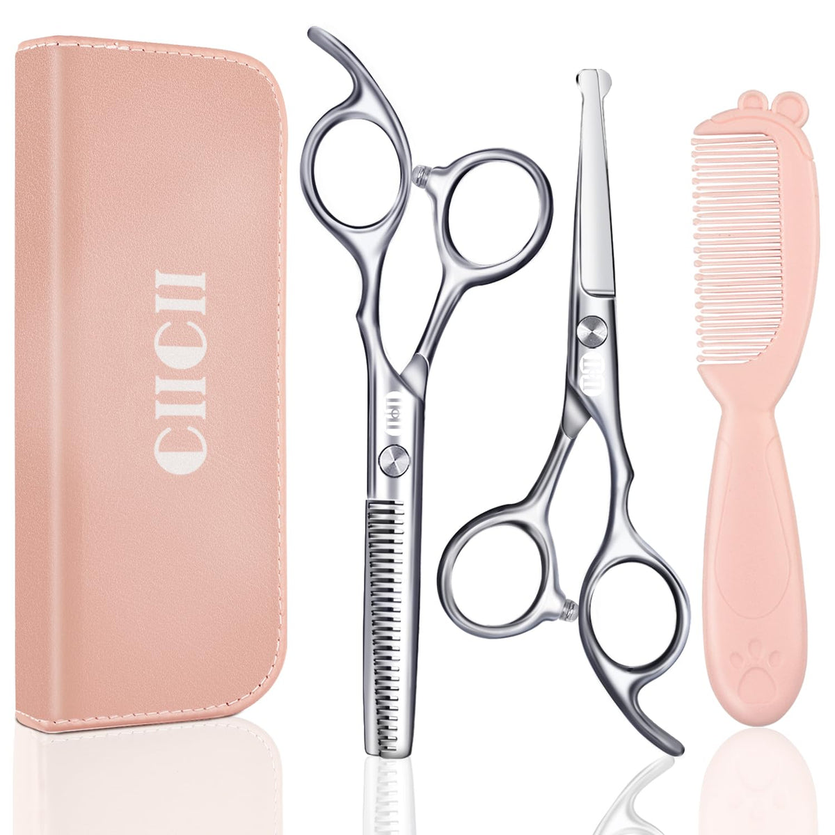 CIICII Kids Hair Cutting Scissors Shears Kit, Safe Round Tip Baby Scissors