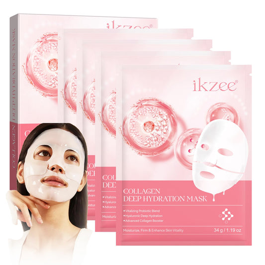 ISBEAUSOLS Deep Collagen Face Mask - 4PCS Hydrating Collagen Mask - Face Masks Beauty - Anti Wrinkle Face Mask - Anti Aging Face Mask - Bio Glow Collagen Face Mask for Lifting, Firming, Bri_ghtening