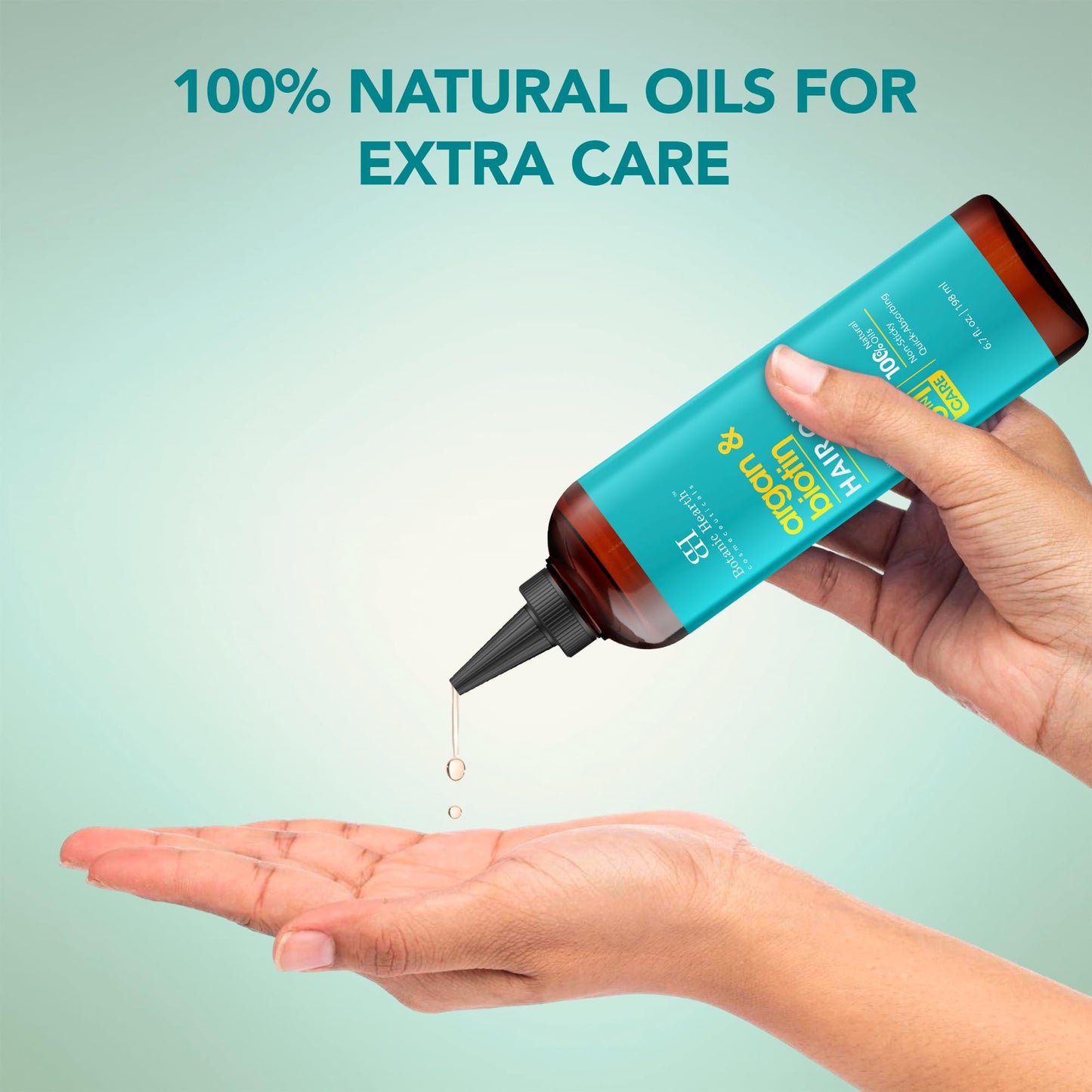 Botanic Hearth Argan & Biotin Hair Oil - 6.7 fl oz - Strengthening and Nourishing Hair Treatment for Thicker, Fuller-Looking Hair - Paraben Free - For All Hair Types