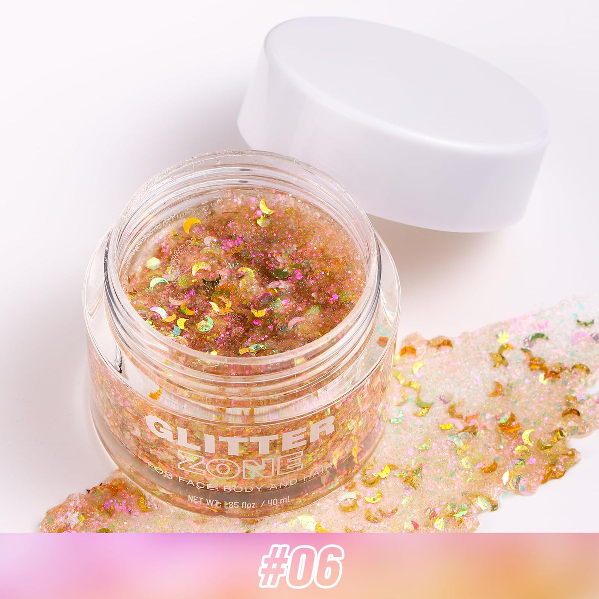 LANGMANNI Holographic Body Glitter Gel for Body, Face, Hair and Lip.Color Changing Glitter Gel Under Light. Vegan & Cruelty Free-1.35 oz (6# Dreamy Galaxy)