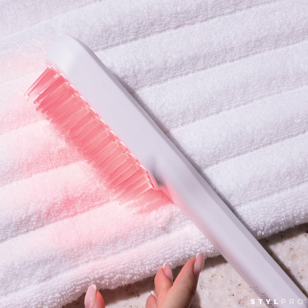 StylPro STYLPRO Red Light Hair Brush Comb, Encourages Hair Growth, Stimulates Hair Follicle, Aids in Hair Repair, 49x 655nm LEDs, Ergonomic Flexible Bristles, Rechargeable, Sonic Scalp Massage