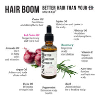 Generic Hair Growth Oil 100% Natural with Castor, Jojoba, Avocado, Hibiscus, Argan, Peppermint, Basil, Aloe, Red Onion, Clove & Rosemary - Promotes Thickness & Strength