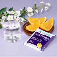 Bodygenix Sunberg Multi Collagen Peptides Sachets - 1000mg Hydrolyzed Collagen Type I, II, III Hyaluronic Acid Biotin for Skin Hair Nail Joints Bones Muscles Teeth - Halal Collagen Complex Supplement 7 Sachets