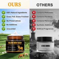 Muiefe Whipped Beef Tallow Skin Care 60g, Natural Tallow and Honey Balm, 100% Organic Grass-Fed Beef Tallow Face Cream & Moisturizer, Deeply Moisturizing Nourishing for Face Body Dry Skin, Fast Absorbing