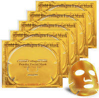 CGBOOM 5 x 24K Gold Bio Collagen Face Mask Crystal Gold Powder Gel Facial Masks Anti Ageing Hydrating Moisturizing Brightening Skincare for All Skin Types