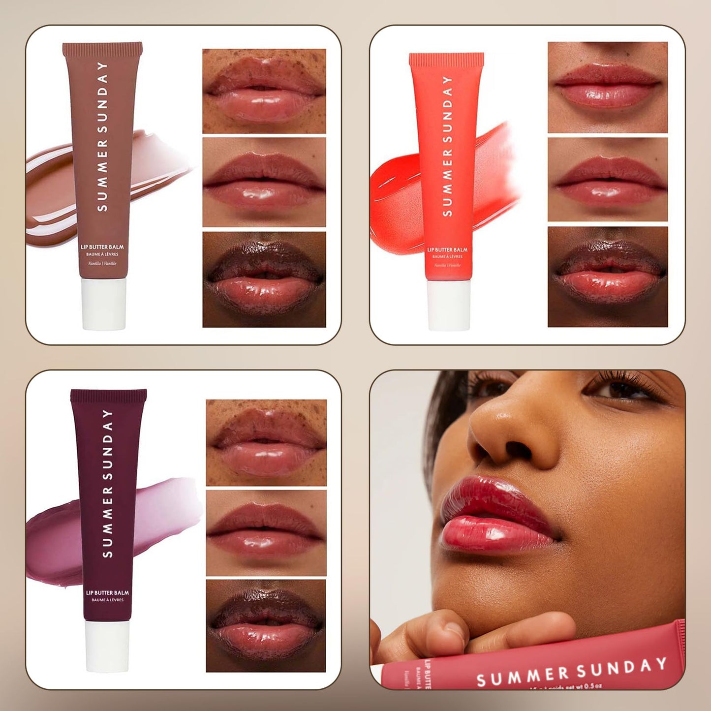 MADGININE 6PCS Lip Butter Balm Lip Balm Vanilla,Mini Lip Balm Set,Used to Soothe Dry and Chapped Lips,Leaving Them Soft,Smooth and Elastic