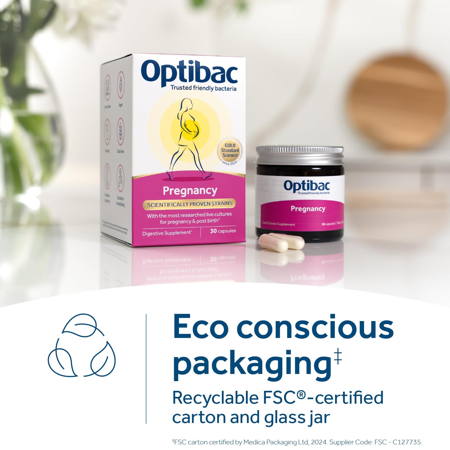 Optibac Probiotics Pregnancy - Most Researched Pregnancy Probiotics - Also for Breastfeeding & Post Birth - for Gut & Intimate Flora - 30 Vegan Capsules