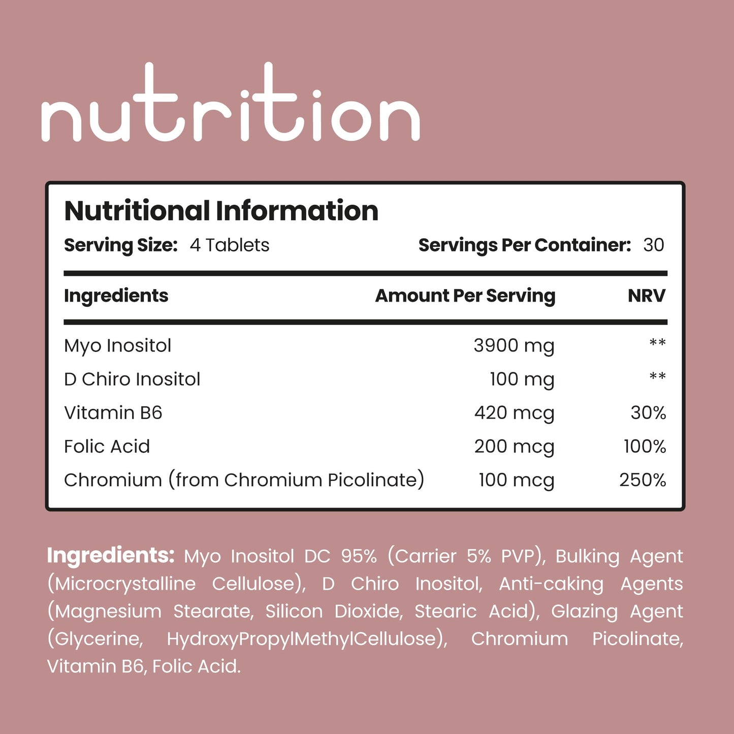 VitaBright Myo and D-Chiro Inositol Complex - 4000mg per 4 Tablets - 120 Tablets - Clinically Proven 40:1 - Vitamin B6, Folic Acid, Chromium - PCOS, Hormonal Balance, Ovarian Function, Fertility