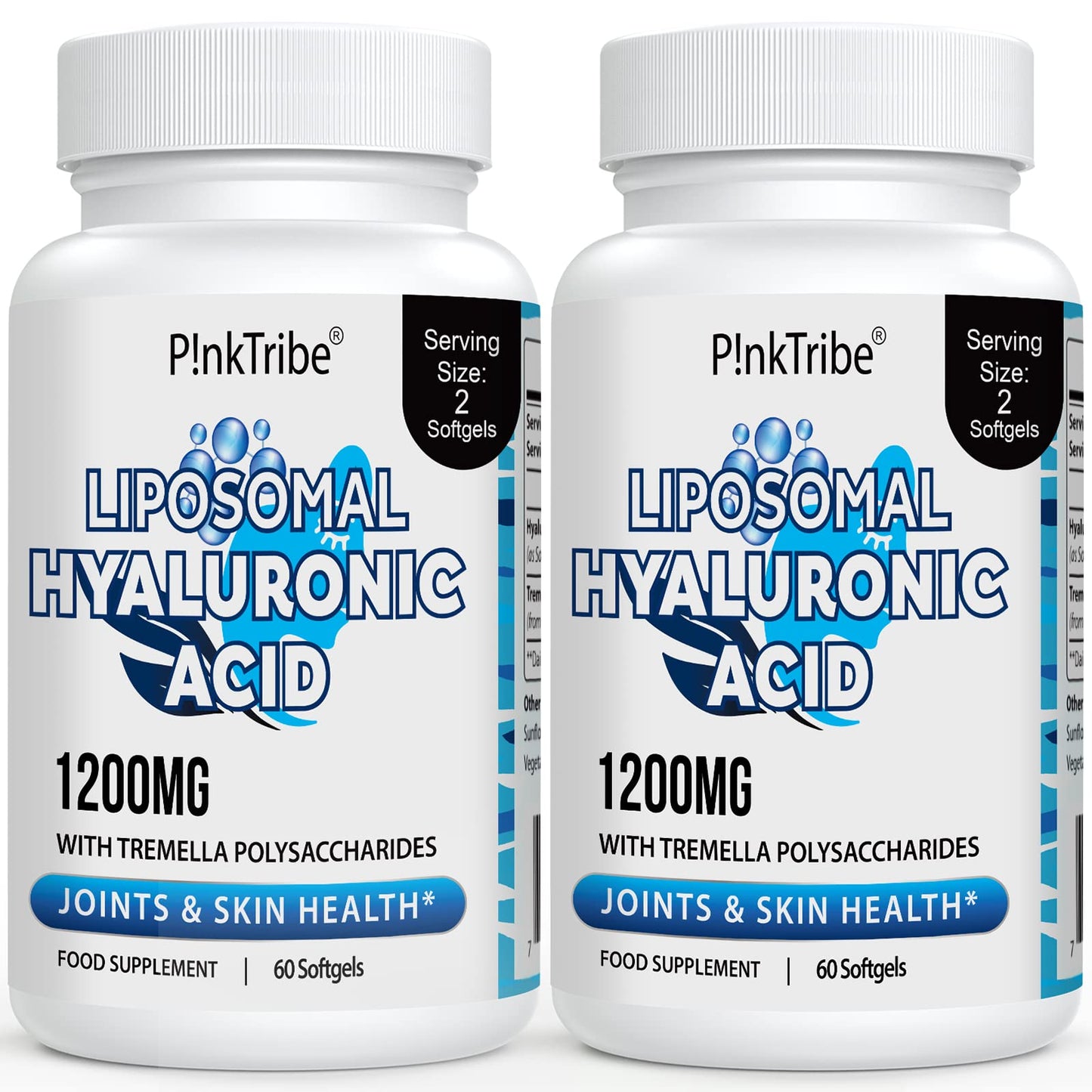 P!nkTribe Liposomal Hyaluronic Acid Supplement - 1200mg Per Serving, High-Potency Bioavailable Hyaluronic Acid Capsules, Supports Skin & Joints, 120 Softgels