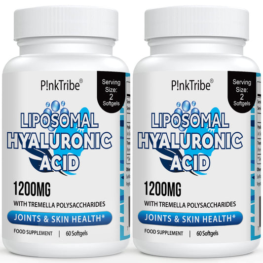 P!nkTribe Liposomal Hyaluronic Acid Supplement - 1200mg Per Serving, High-Potency Bioavailable Hyaluronic Acid Capsules, Supports Skin & Joints, 120 Softgels