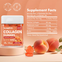 supplmnt. Marine Collagen Gummies - Hydrolysed Collagen Peptides with Biotin, Hyaluronic Acid & Vitamin C - Collagen Supplements for Women and Men - 120 Gummies. Collagen for Skin, Hair & Nails 2 Months Supply