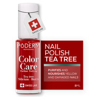 PODERM Nail Care Polish with Tea Tree - Power Red | Swiss Lab - 8ML | Enriched with Tea Tree, Silicon & Biotin | Purifies, Clarifies & Nourishes Yellow Nails | Created by a Podiatrist