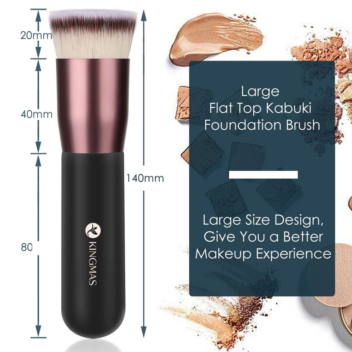 KINGMAS Flat Top Foundation Brush, Premium Kabuki Makeup Brush for Liquid, Blending, Cream, Powder,Blush Buffing Stippling Face Makeup Tools