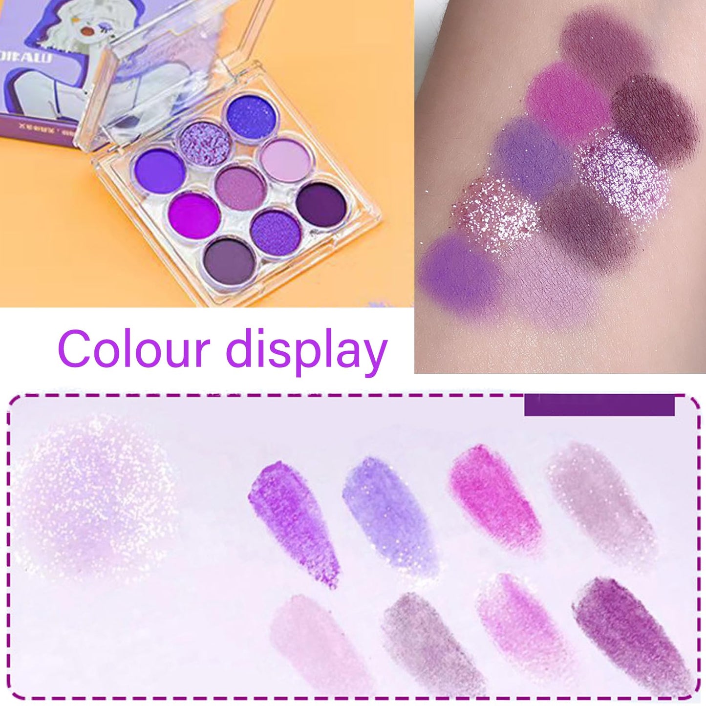 GEEWHILE Purple Eyeshadow Palette Violet Purple Eye Shadows Palette For Women, Long Lasting Shimmer Matte Eyeshadow Make-Up Palettes Waterproof Highly Pigmented Blendable Dream Purple Eyeshadow Palette