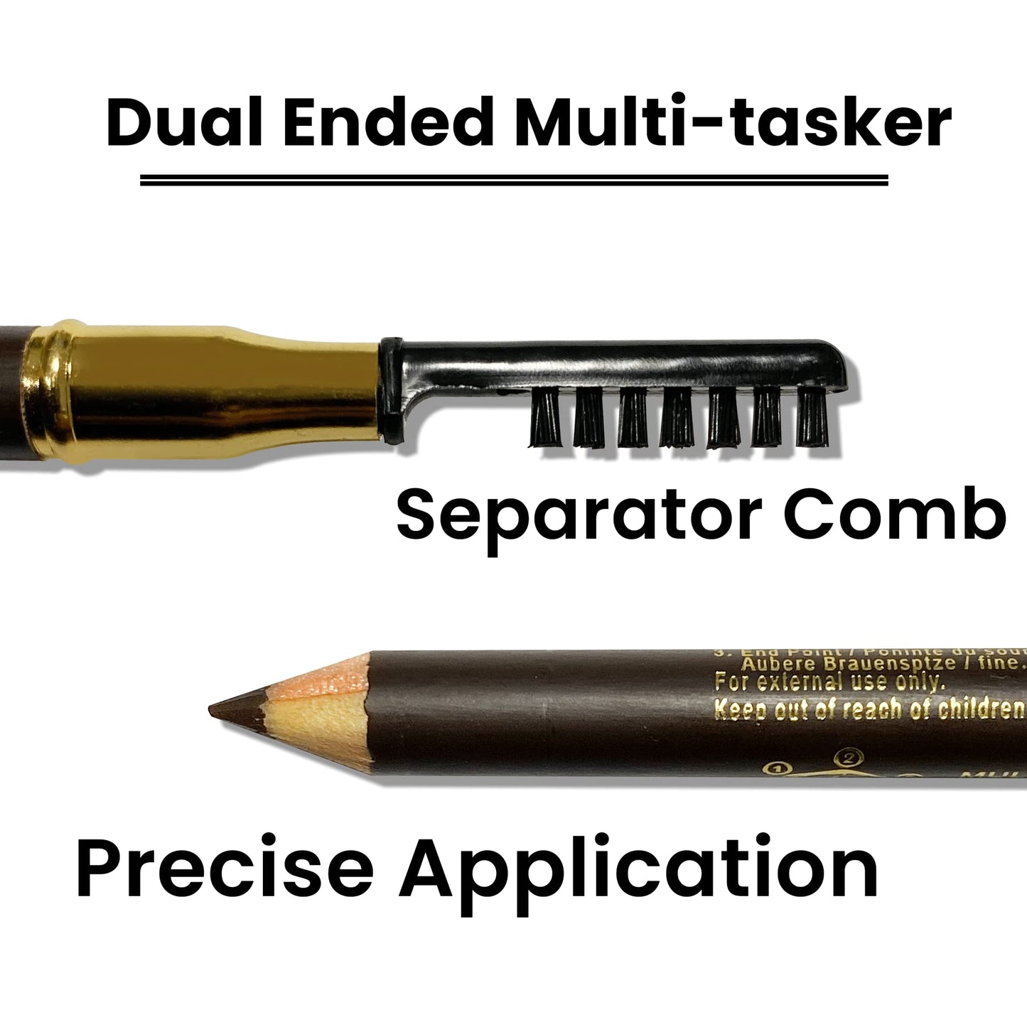 BF Beauty Forever Beauty Forever Dual Ended True Kohl Eyebrow Pencil & Multi Tasker with Sharpener & Separator Comb, Lip liner, Eyeliner, Smudge & Waterproof (Brown)