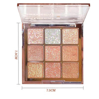 Generic Glitter Eyeshadow Palette – 9-Color Shimmer Eye Makeup in Pink, White & Gold, Highly Pigmented Waterproof Long-Lasting Korean Style Eye Shadow with Brushes
